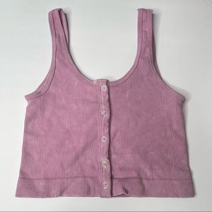 Lilac ribbed crop top button front crop tank S